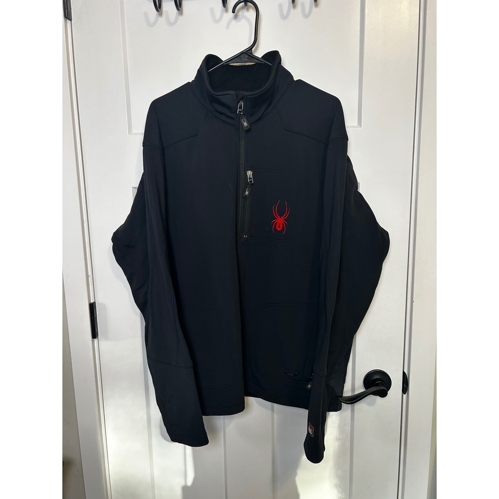 Spyder Mens Black Softshell Full Zip Fleece Lined Jacket XL RN 64902